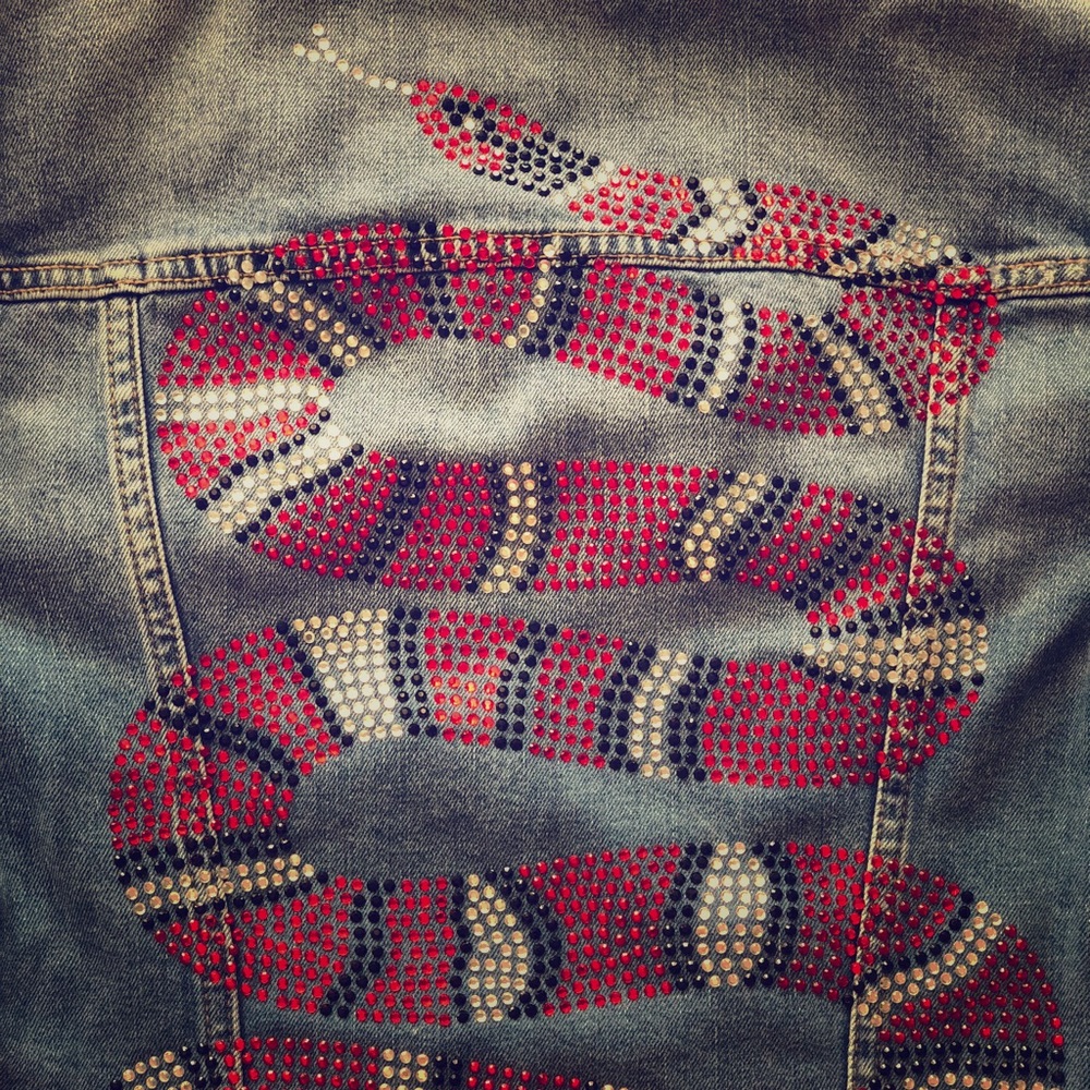Red snake Rhinestone denim jacket